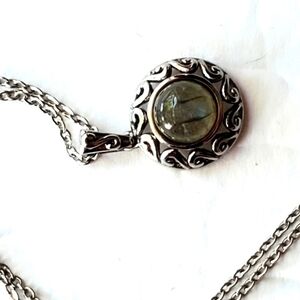 Green‎ Gray Stone 316L SS Necklace Jewelry Women Gift Box